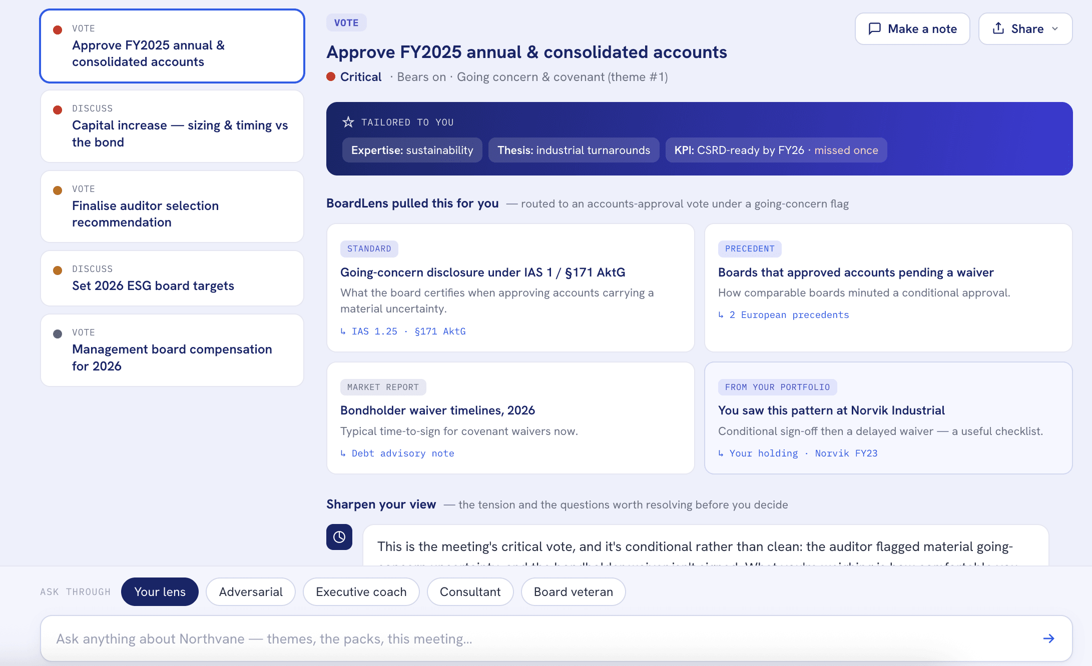 BoardLens market signals watchlist and tailored digests